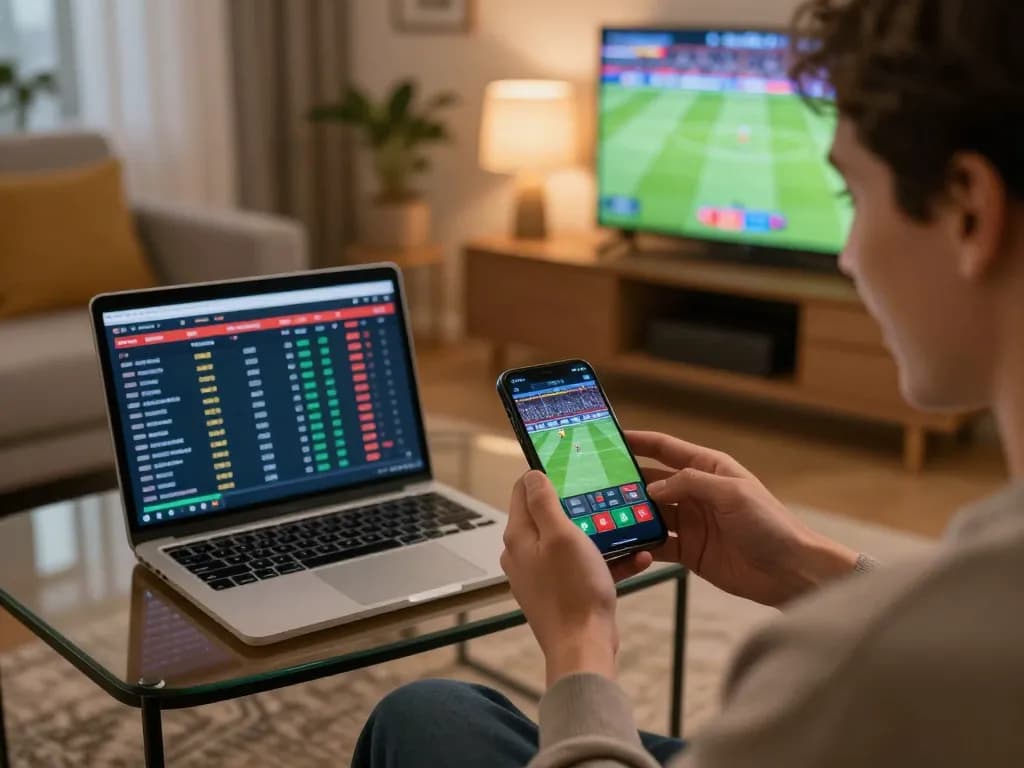 F8BET user placing sports bets on smartphone with live game details visible