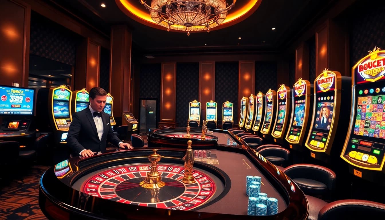 Experience the thrill of J88 casino with vibrant poker chips and roulette wheels.