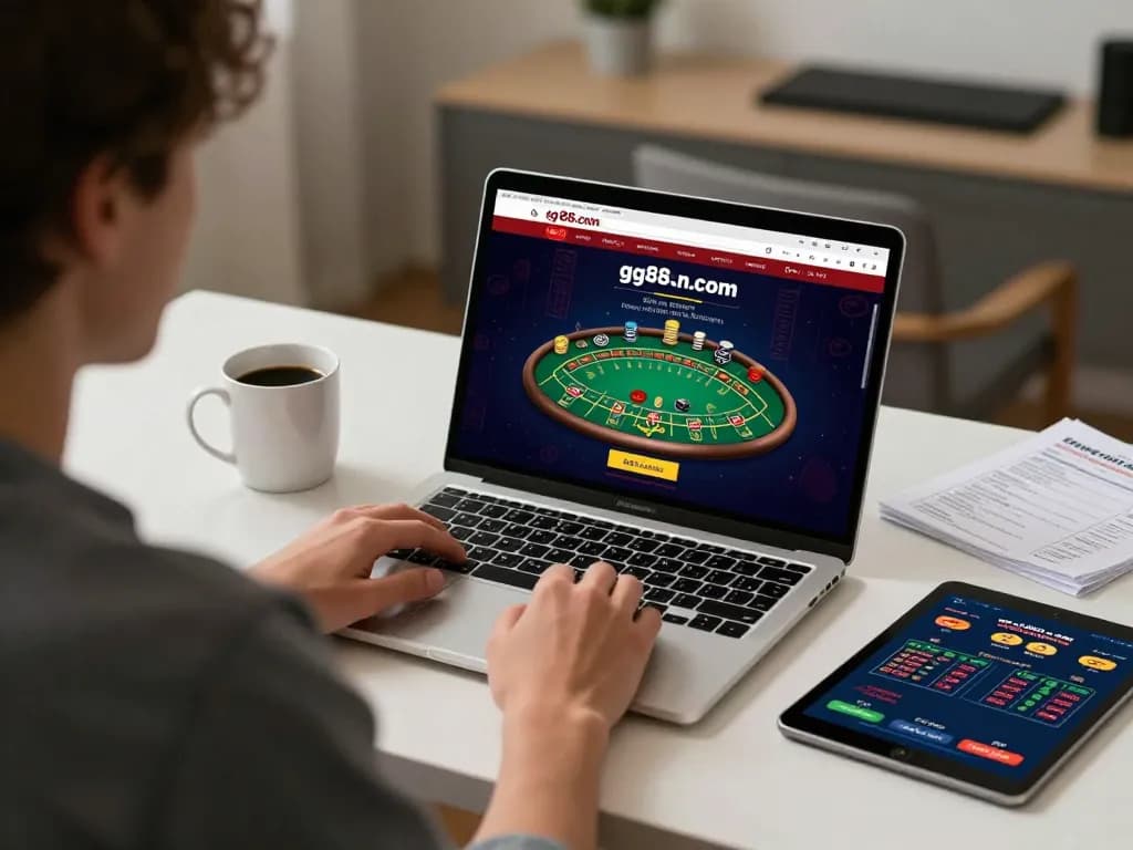 Player engaging with live dealer blackjack at gg88.cn.com on laptop, showcasing responsible gaming practices