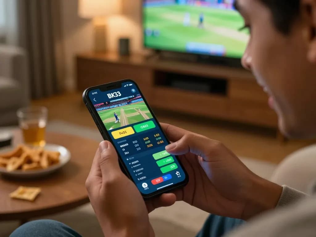 Experience live sports betting on BK33 with excitement in a cozy home setting.