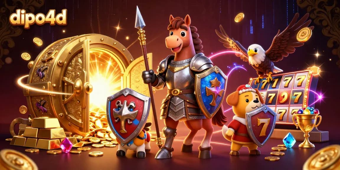 Experience winning moments at dipo4d with knights, treasures, and vibrant casino elements.