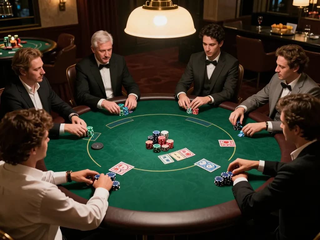 MM99 poker game in progress showing players engaged and chips stacked for high stakes.