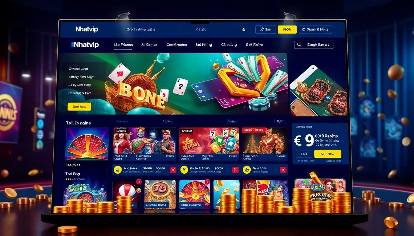 Nhatvip online gambling platform interface showcasing colorful games and user-friendly layout