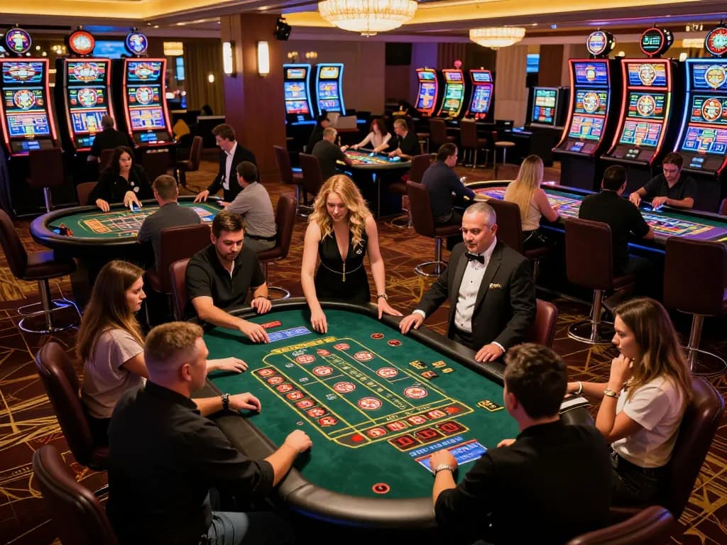 KKWIN players enjoying roulette and betting with excitement in an upscale casino atmosphere.