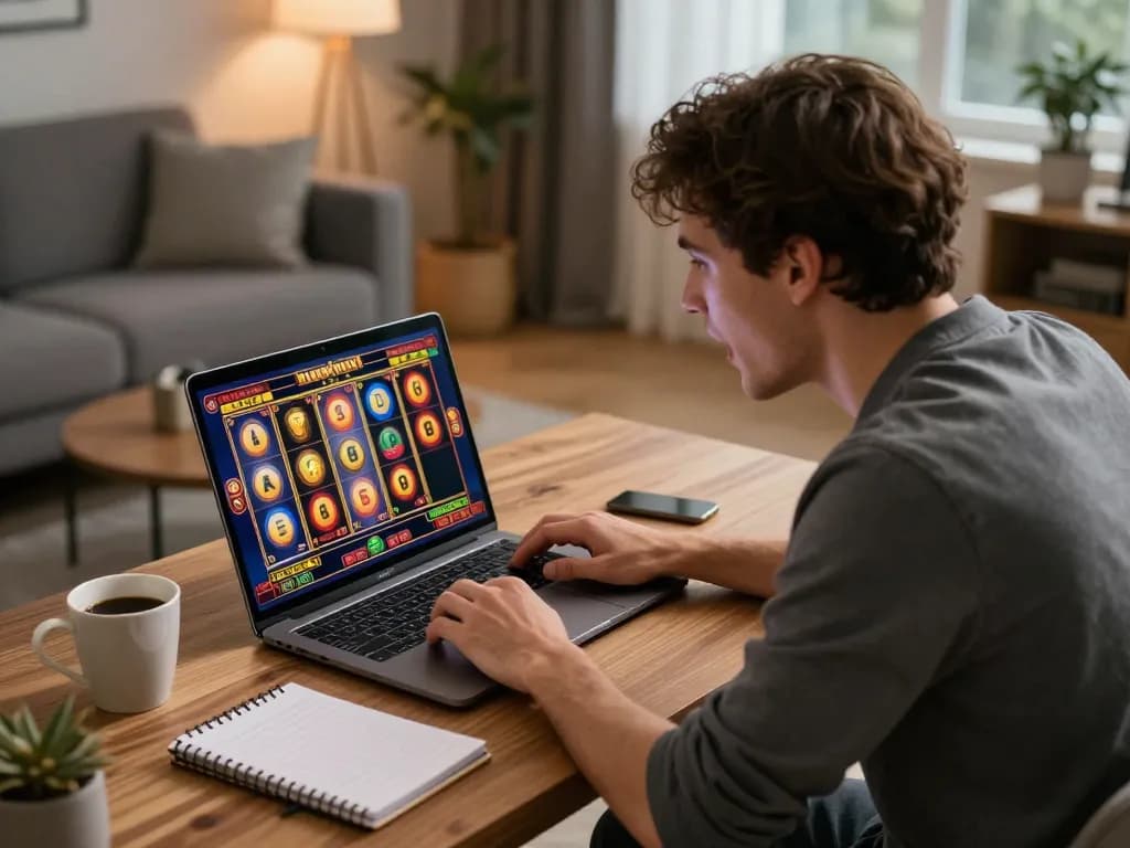 Pemain menikmati perjudian online di kasino virtual kyungdongmart, fokus pada memutar slot.