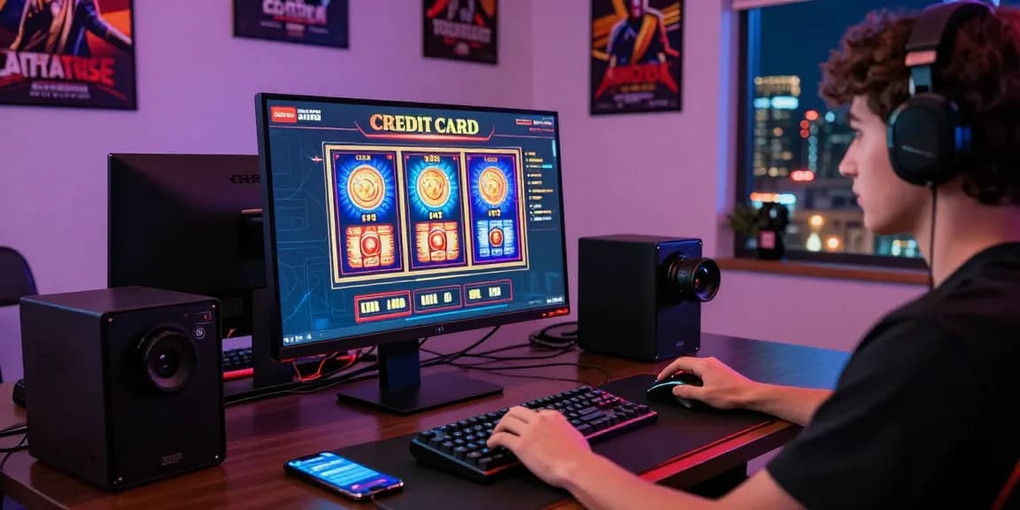 Engaging gaming setup at credit card casinos with colorful displays and stylish peripherals.
