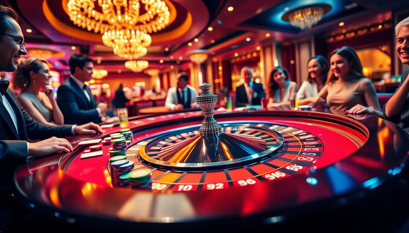 Experience the excitement of citinow at a lively casino roulette table filled with colorful chips.