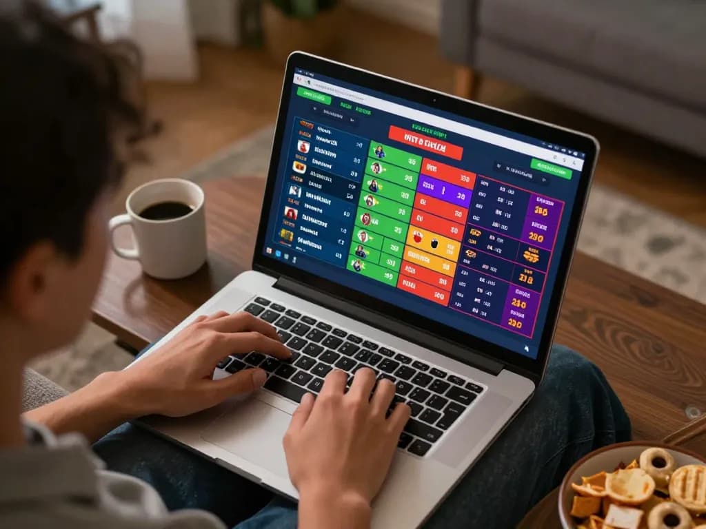 alo8 player actively betting on live sports online with a laptop in a cozy home setting