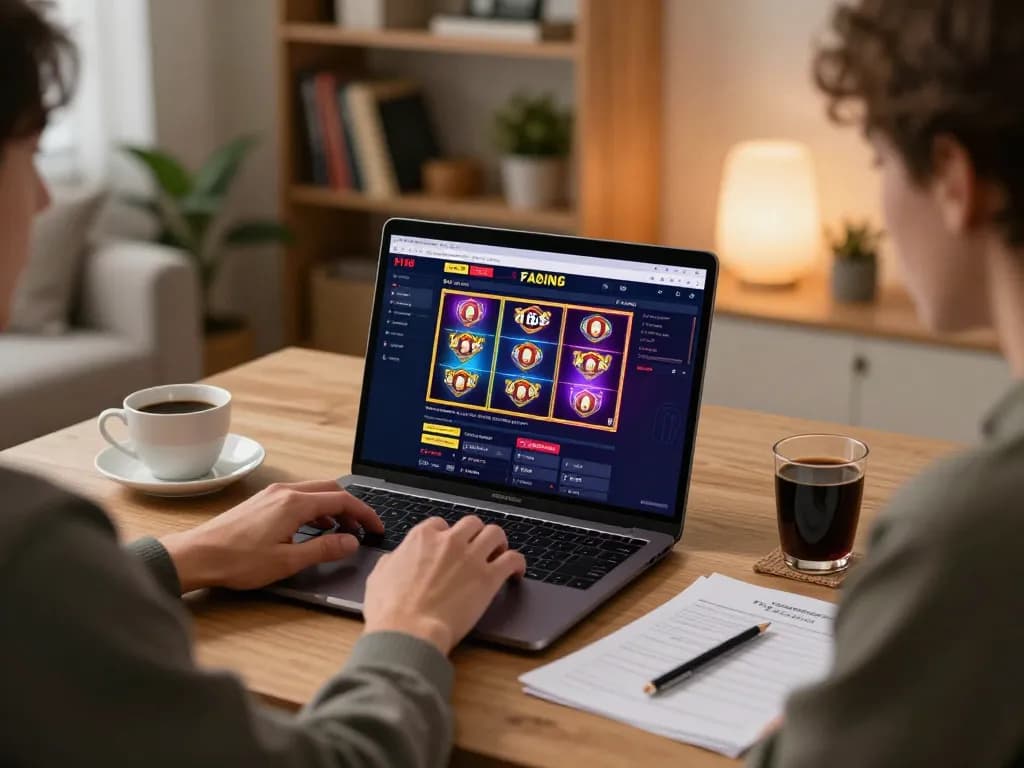 Player enjoying exciting slot games on f168 casino platform from a cozy home setup
