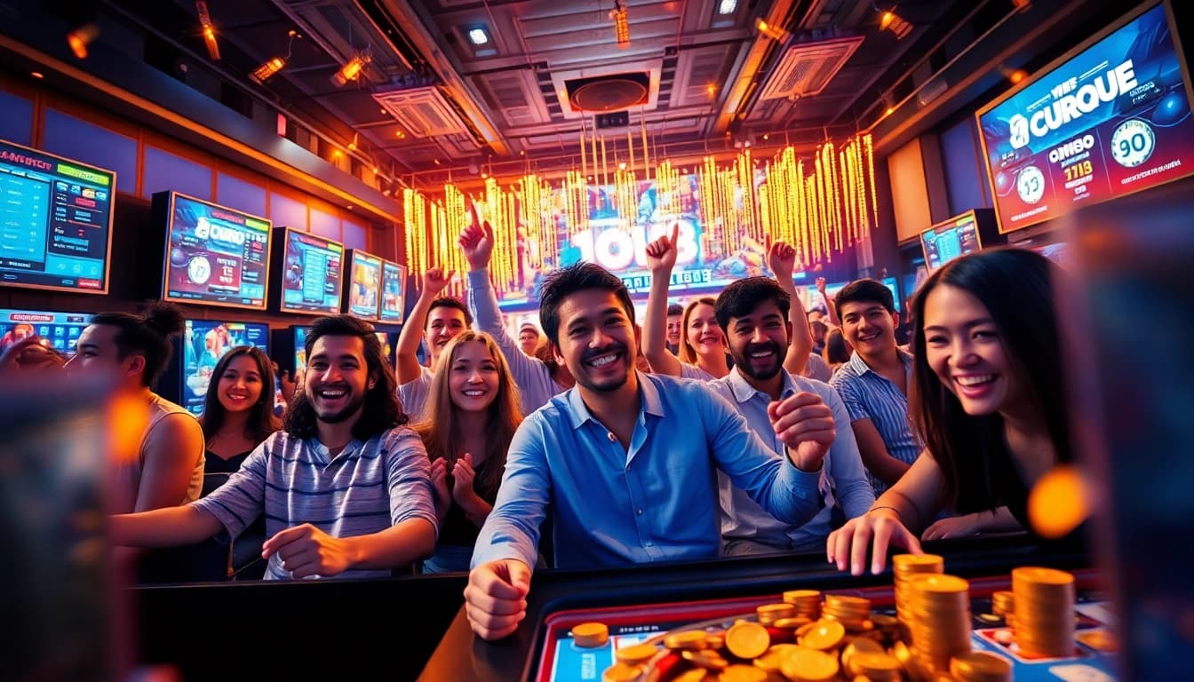 Twin68 vibrant online gaming experience with players enjoying casino and sports betting.