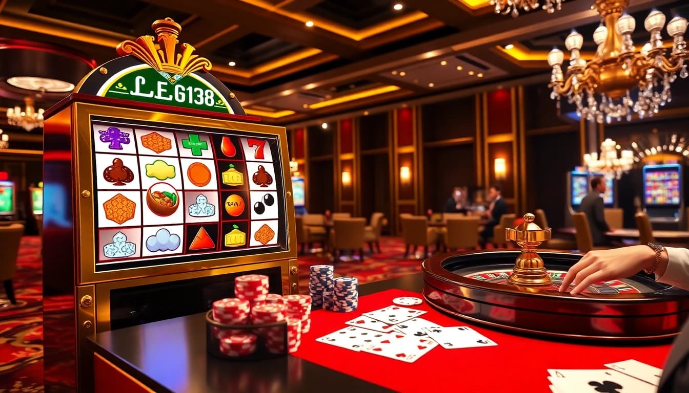 Engage in winning with LEGO138 slot machine at a luxurious casino table.