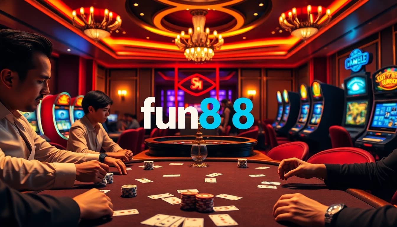 Exciting poker game at a fun88 casino, featuring chips and cards for thrilling gameplay.