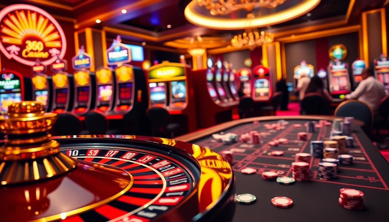 Experience the thrilling atmosphere at BL555 with a vibrant casino scene featuring a spinning roulette wheel and poker action.