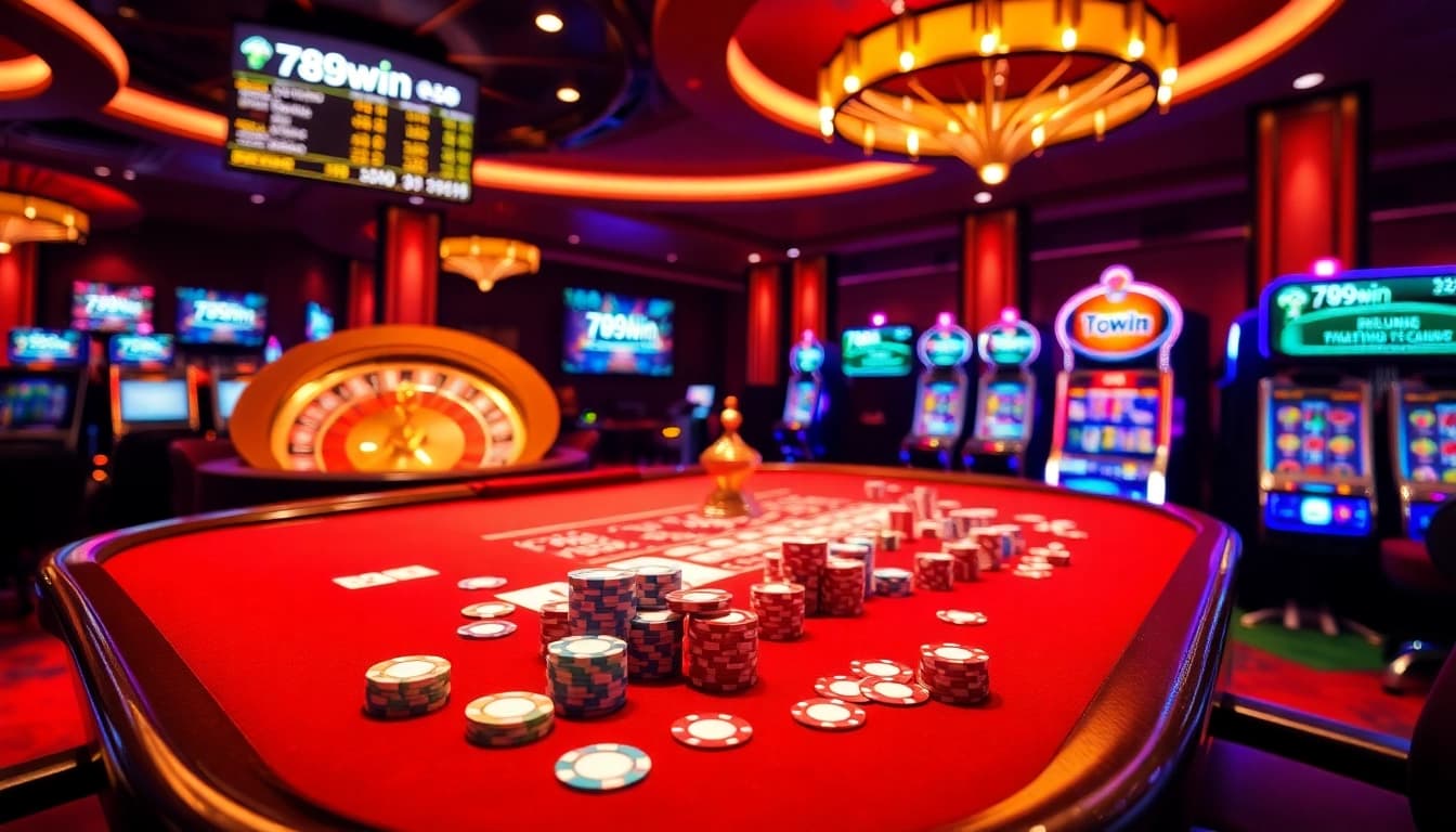 Betting excitement at 789win with vibrant casino tables and thrilling slot machines.