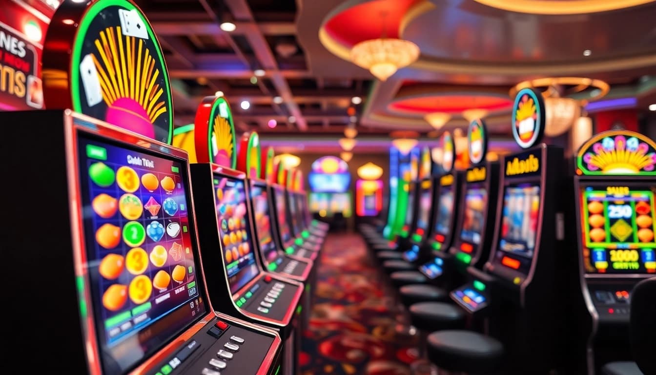 Vibrant digital gaming scene representing Asupantoto's slot offerings with colorful interfaces and interactive elements.