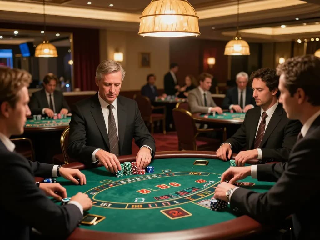 Players strategizing at a blackjack table in an upscale casino while enjoying the thrills of XX88 gaming.