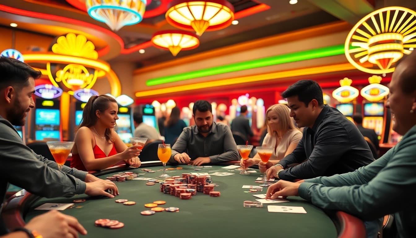 Engage with AT99娛樂 in a lively casino atmosphere featuring strategic table games.