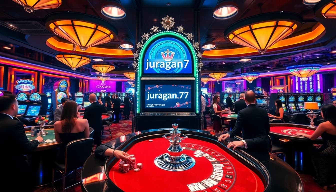 Experience thrilling gameplay at juragan77 with exciting casino tables and vibrant atmosphere.