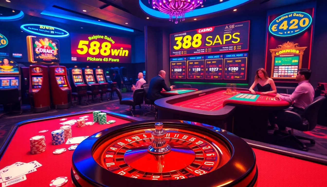 Experience the thrill of 58win's casino with vibrant tables, colorful chips, and engaging players.