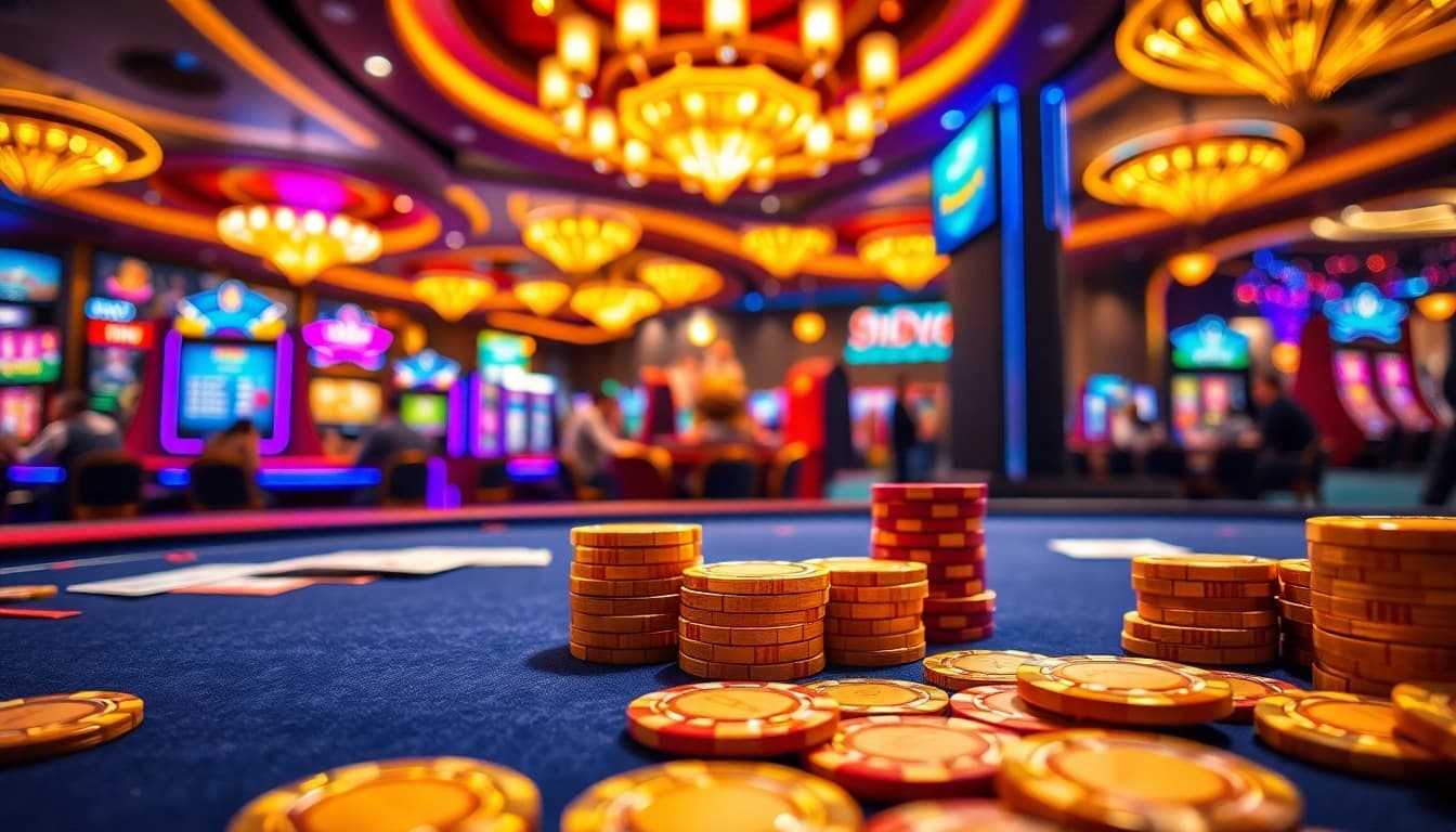 Experience the excitement of 18vip娛樂 with vibrant gaming chips and casino lights.
