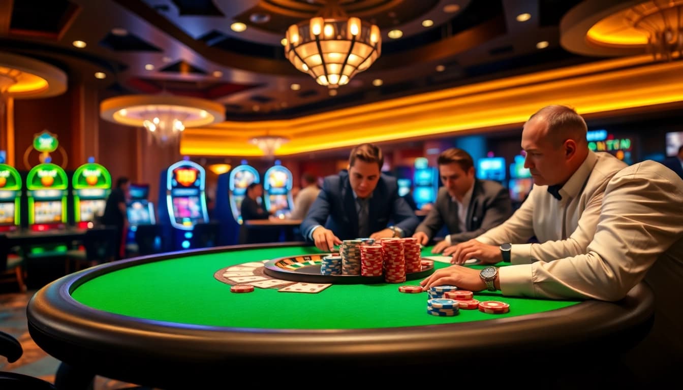 Experience thrilling gameplay at bj66 with vibrant casino tables and professional players.