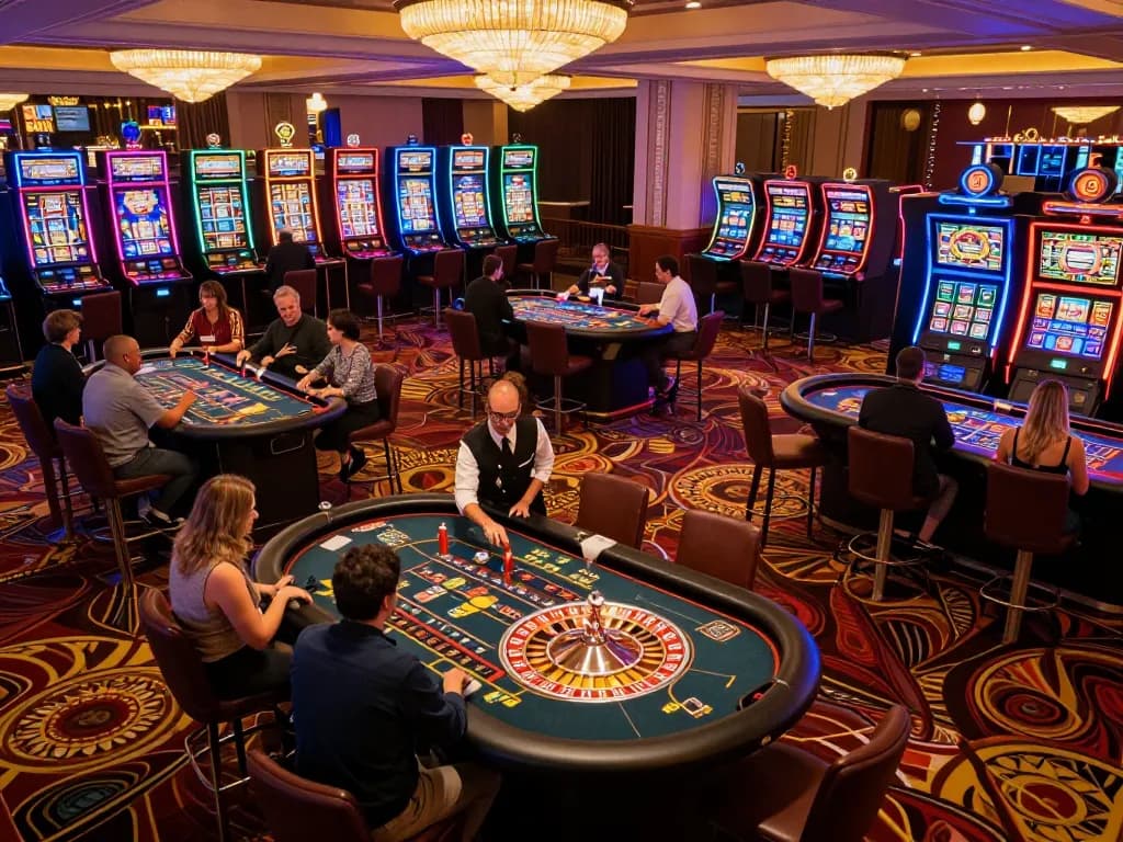 rr88l1 players engaging at a vibrant casino table with a roulette wheel, excitement in the air
