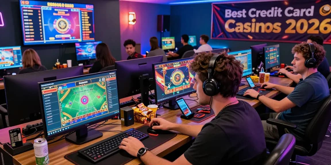 Players enjoying the excitement of credit card casinos at https://thebls.org.uk, highlighted by vibrant gaming atmosphere and engaging games.
