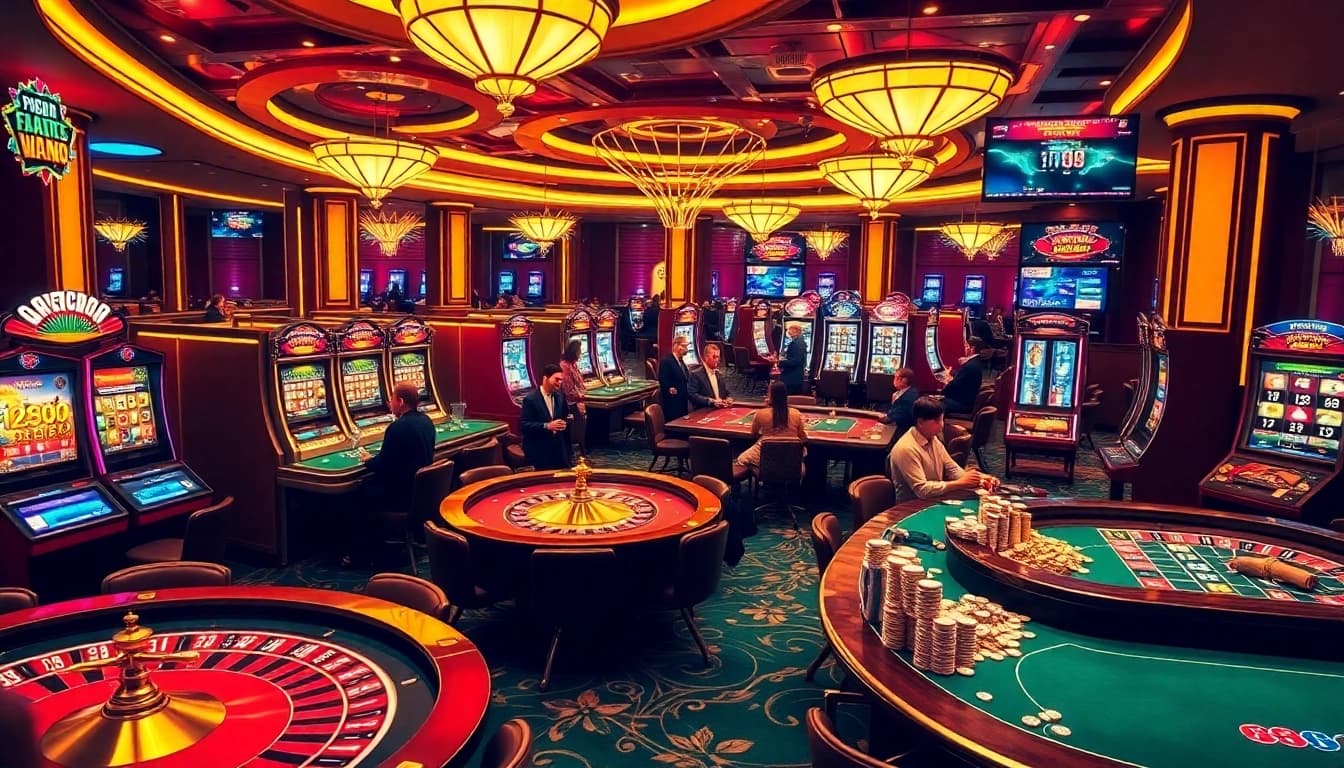 88vn players enjoying a luxurious casino atmosphere with vibrant games and excitement.