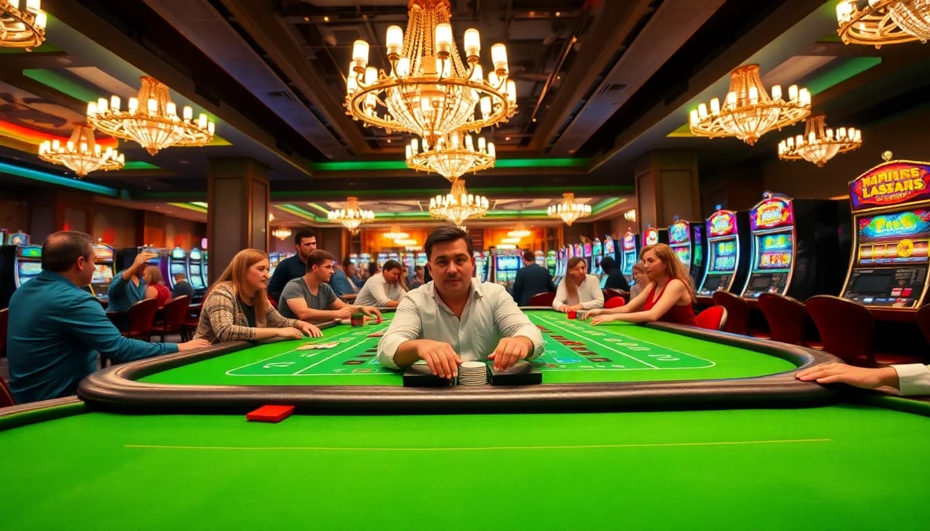Experience the thrill of AT99娛樂 with engaging casino games and lively players at vibrant tables.
