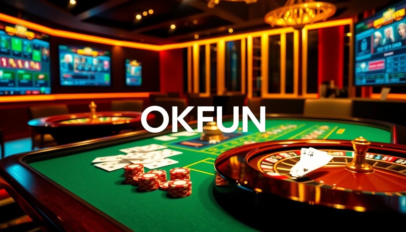 Experience the thrill of winning at OKFUN's luxurious online casino with vibrant gaming elements.