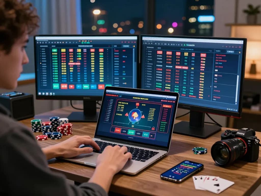 Engaging online gaming experience at 3win with vibrant city backdrop and modern technology.