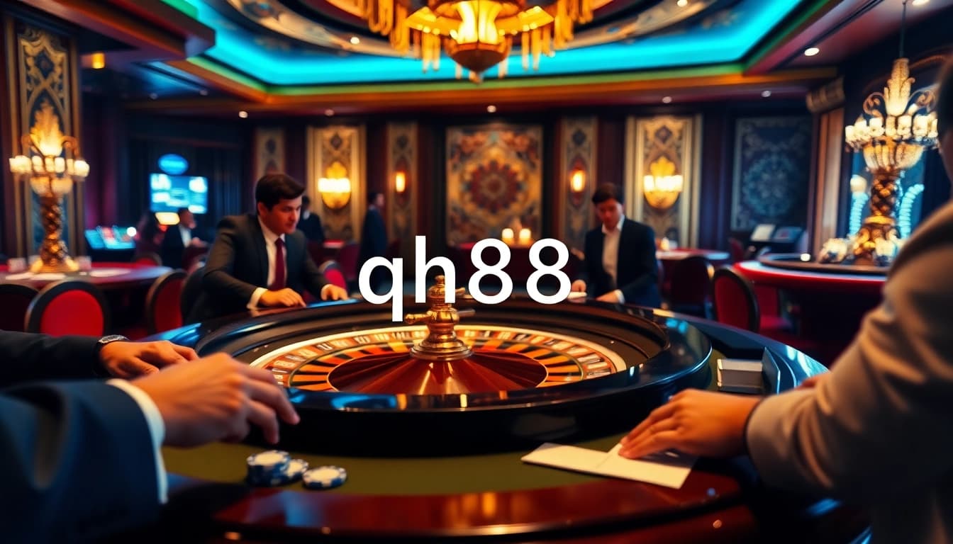 Experience the thrilling gameplay at qh88 casino with players actively engaged at the roulette table.