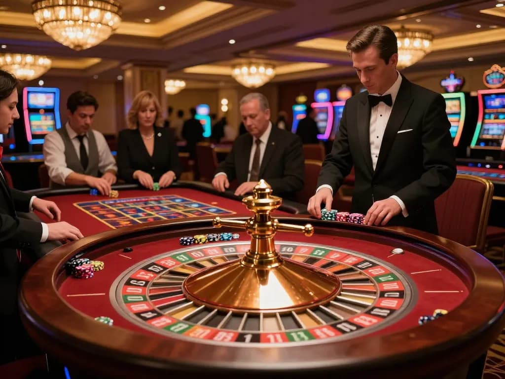 Players strategically betting at a luxurious roulette table, highlighting C168 gaming strategy and excitement