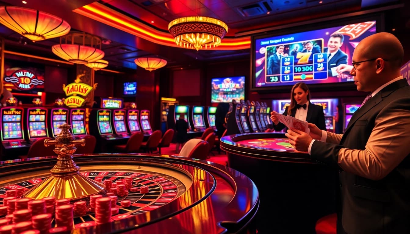 Engage with high stakes at https://mm88.report/ showcasing a dazzling casino environment with rich visuals.