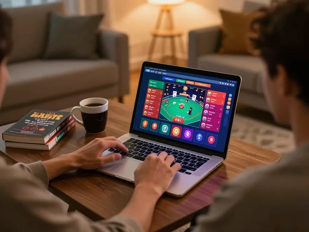 Player engaging with 88aa online casino platform on a cozy laptop setup.
