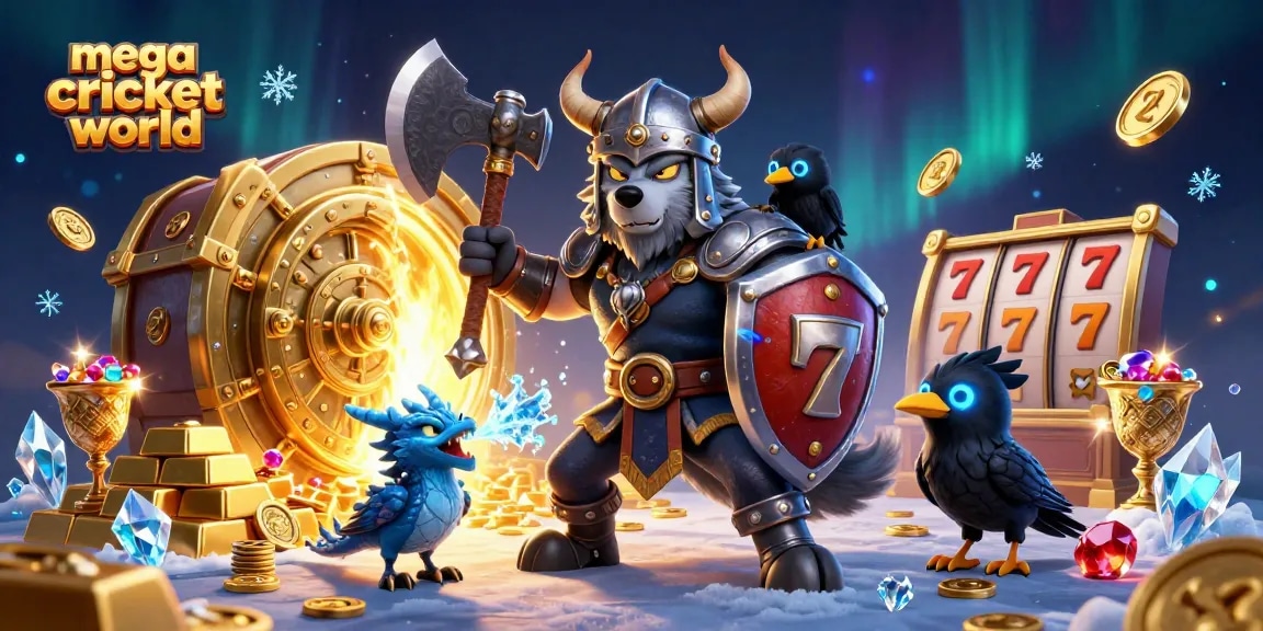 Mega Cricket World showcases thrilling slot gameplay with vibrant characters and casino elements.
