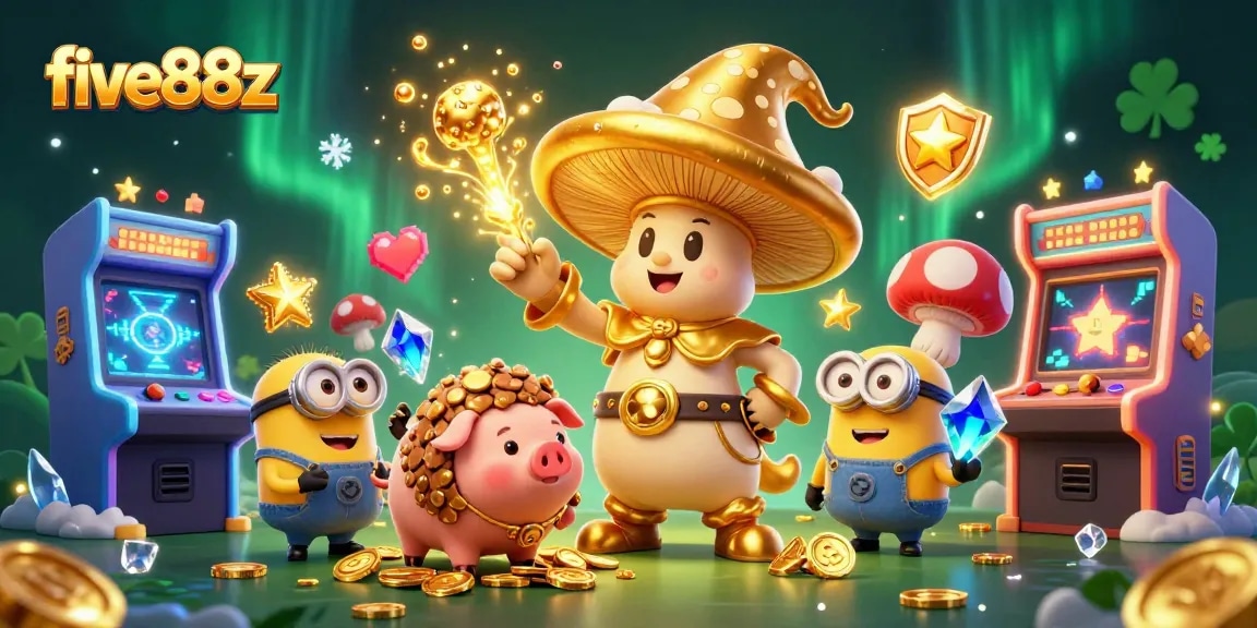 Experience exhilarating gameplay at five88z with colorful arcade machines and magical treasures.