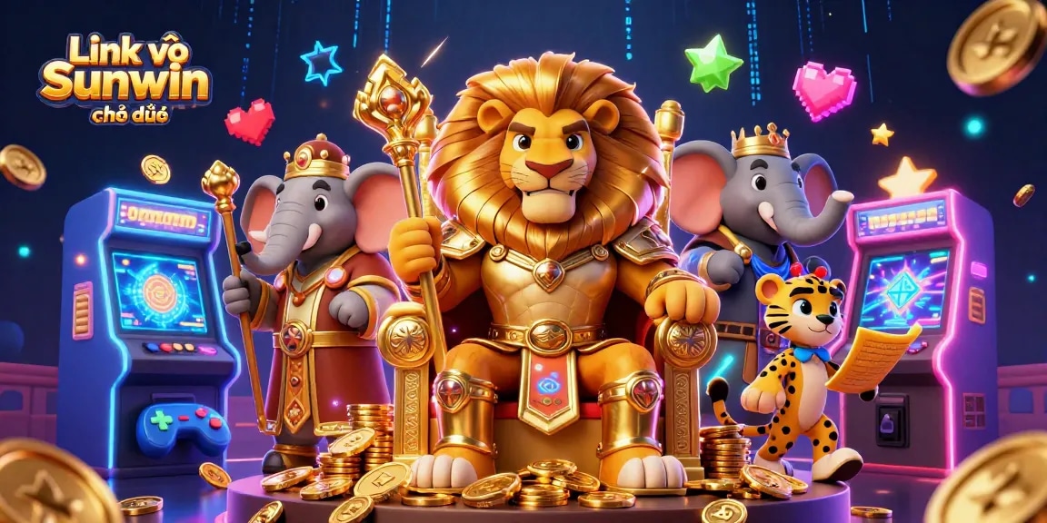 Experience dynamic gaming with Link vào Sunwin chính thức featuring a lion king and vibrant casino elements.