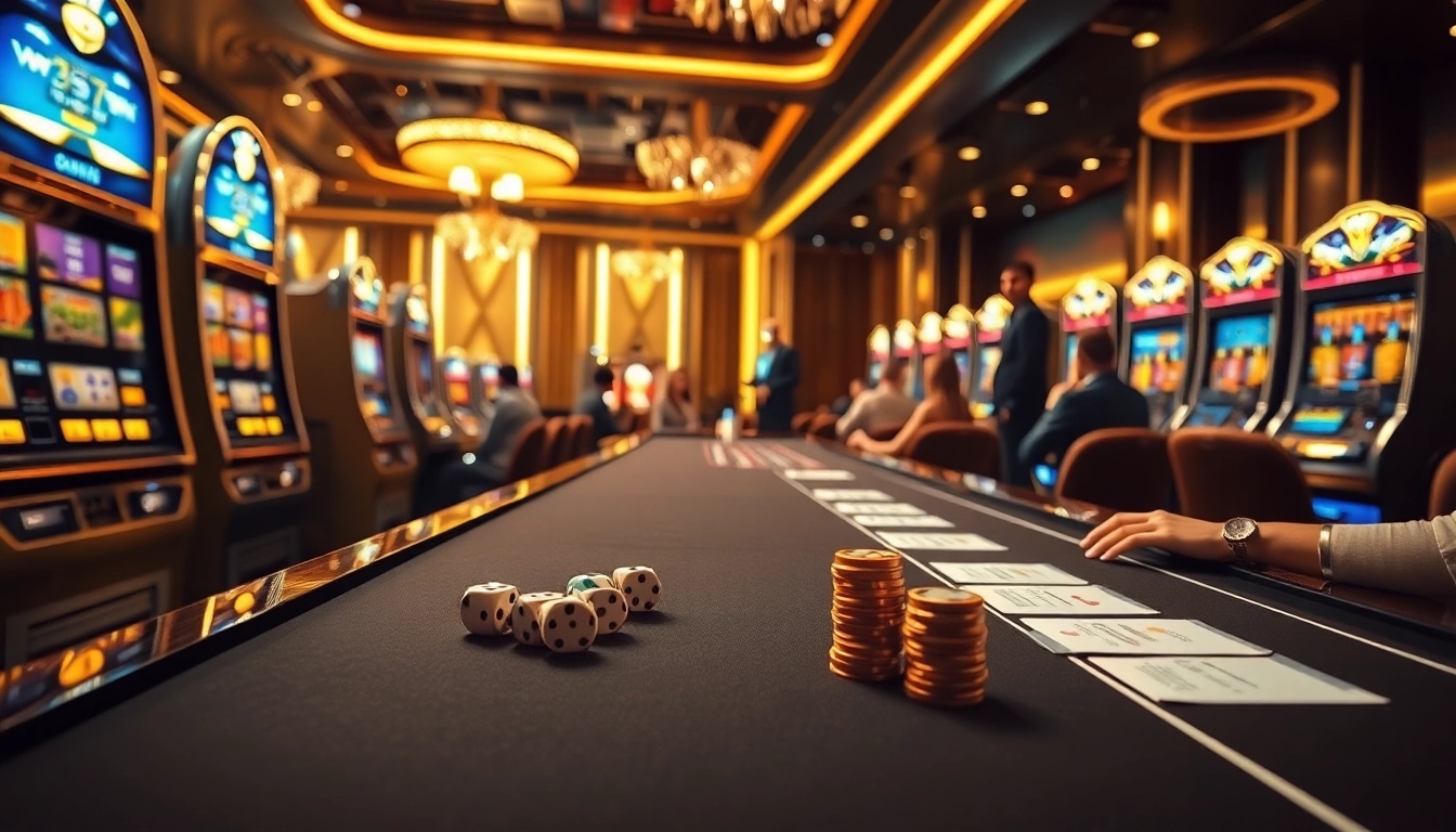 Experience the thrill of bk8th with vibrant slot machines and engaged players in a luxurious casino setting.