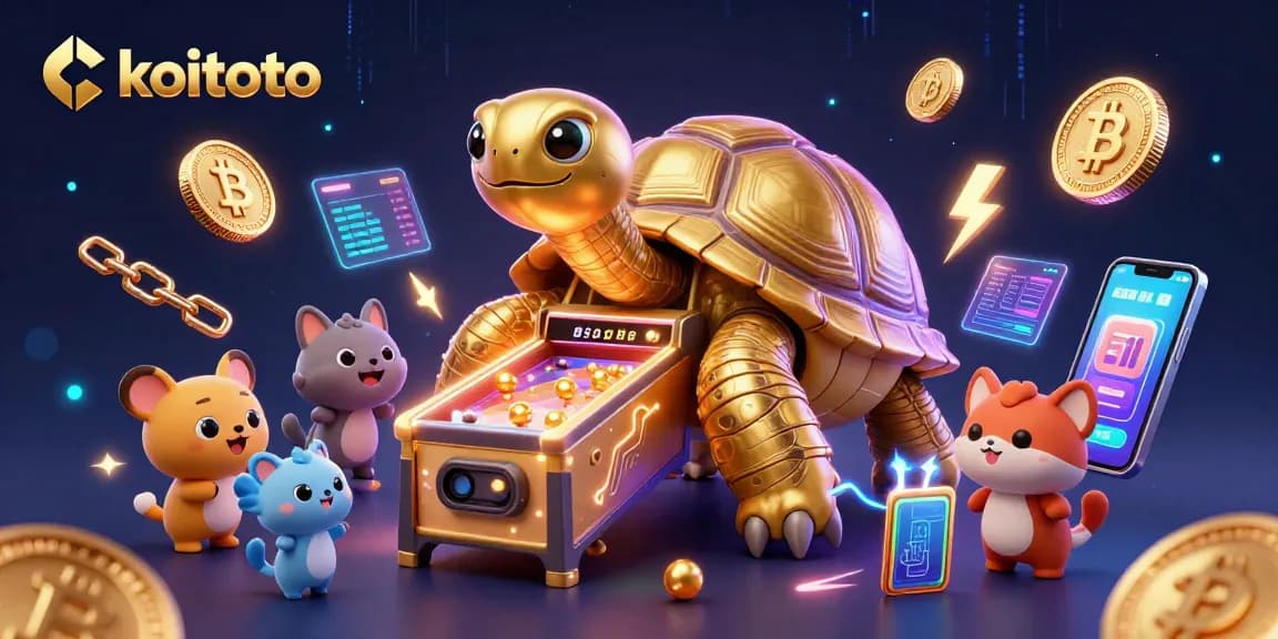 Koitoto enhances your gameplay with a golden tortoise pinball machine amidst vibrant digital gambling elements