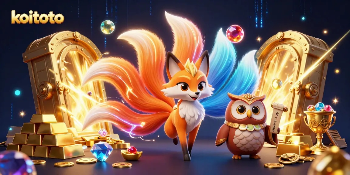Experience the allure of KOITOTO, where glowing spirits guide your winning slots journey amidst gold treasures.