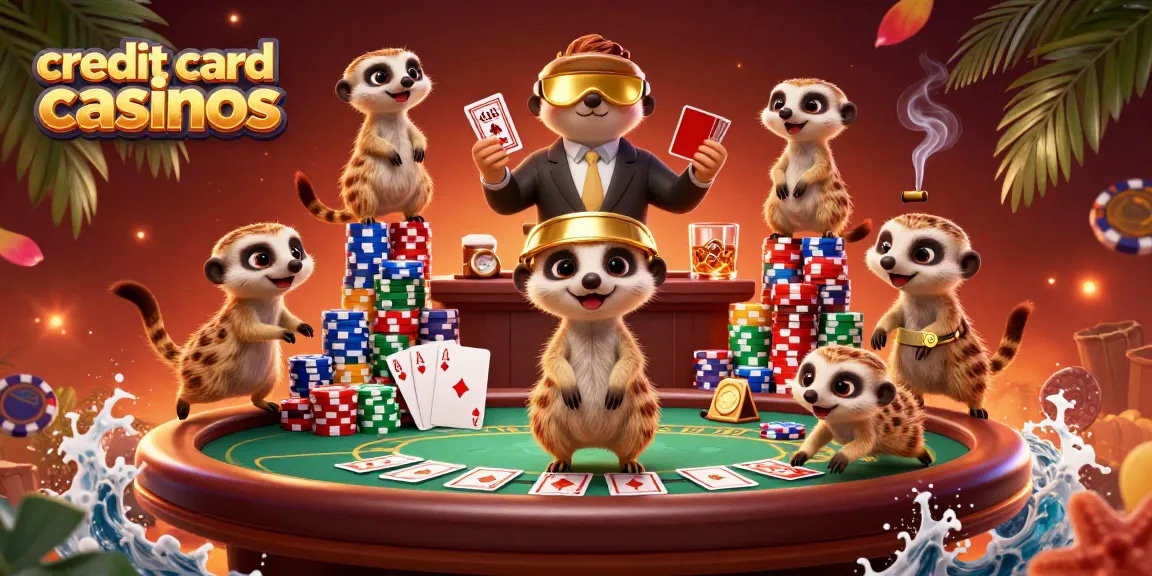 Explore vibrant credit card casinos with meerkats in bustling casino action.