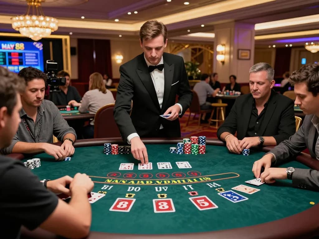 Experience thrilling gameplay at May88 with active blackjack tables and professional dealers.