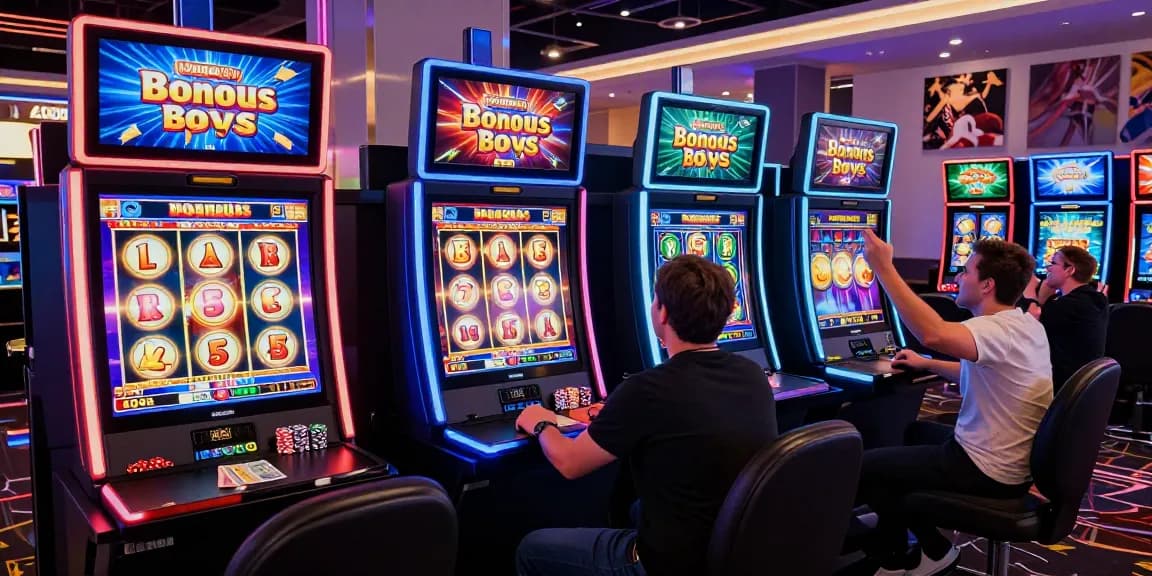 Players enjoying bonus buy slots in a lively online casino environment with colorful graphics and vibrant atmosphere