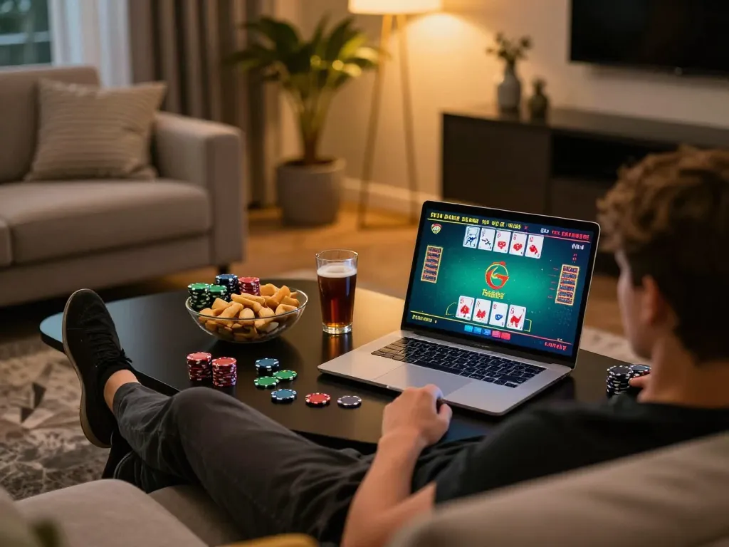 Play with Dogecoin in a cozy living room while engaging in exciting blackjack gameplay