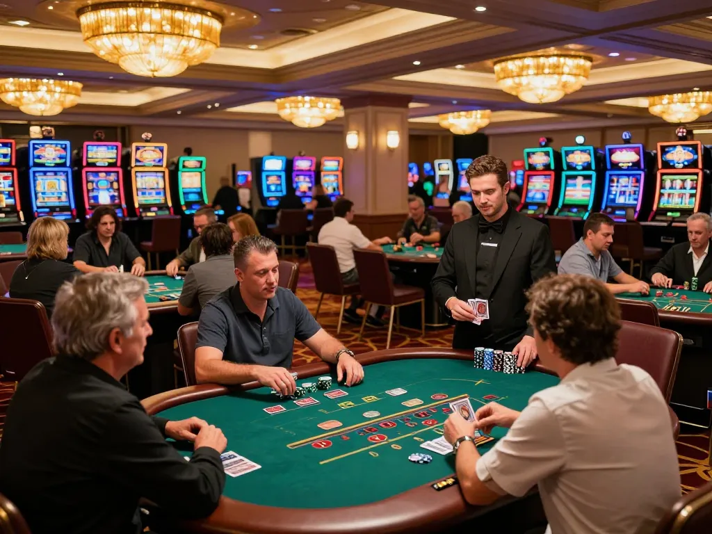 hitclub blackjack players strategizing bets at an upscale casino, dynamic gameplay in action