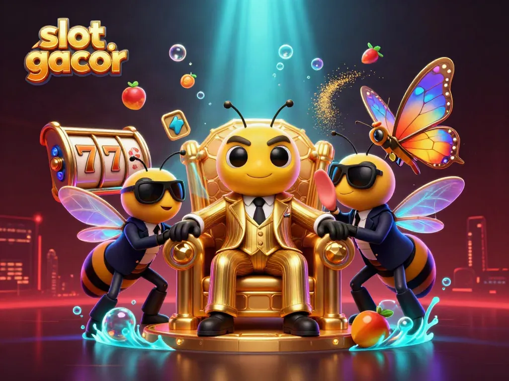 Experience unbeatable wins with slot gacor in this vibrant casino scene filled with lively characters.