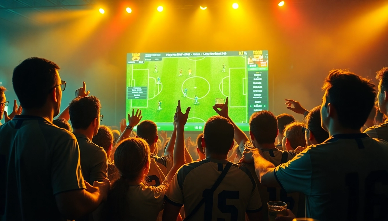 Excited fans watching a live football match on https://socolive.com.co/ as they celebrate the thrill of the game together.