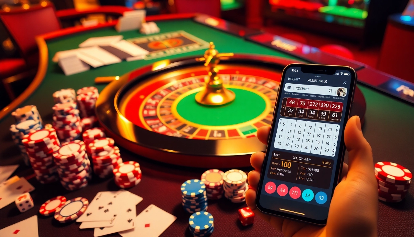 Play exciting games at KO66BET's luxurious table casino featuring vibrant poker chips and cards.