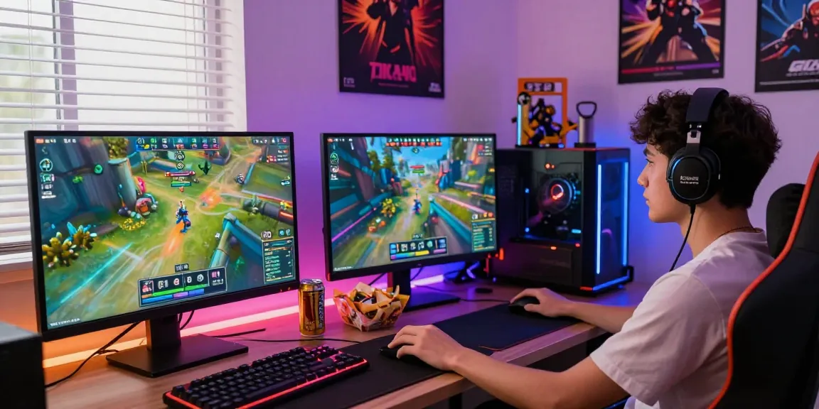 Exciting gaming experience with CIKA4D in a vibrant gaming room, showcasing dynamic gameplay, multiple screens, and immersive atmosphere.